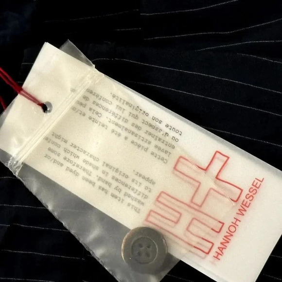 H+ Hannoh Wessel Pierangela Pants Navy Blue Pinstripe Size 36 Small NWT - Picture 11 of 12